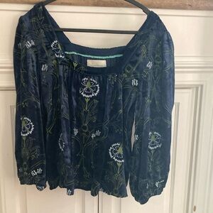 Anthropologie Blue Velvet top.  Like new, size M